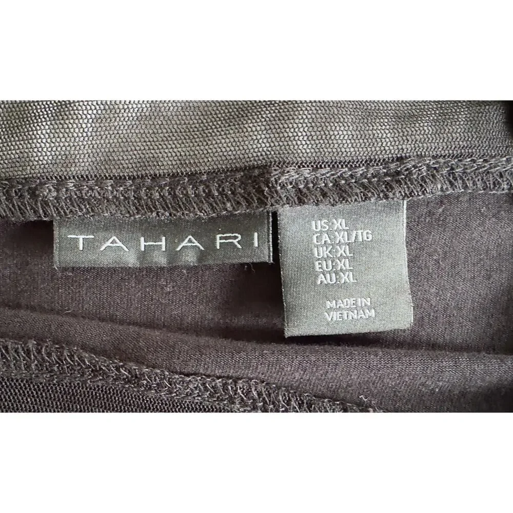 Tahari Whimsygoth Solid & Sheer Mesh Top Concert Party Club Date Night Size XL - Picture 3 of 6